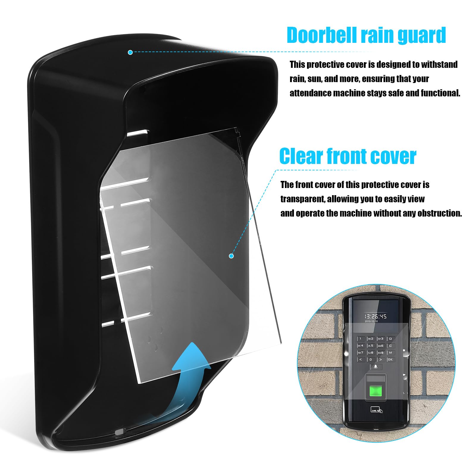 Cubierta De Lluvia Para Timbre Protector De Timbre Exterior Cubierta Del Teclado De Control De Acceso Funda Transparente Con Salida De Cable Trasera 9.29 X 4.52 X 3.11 in