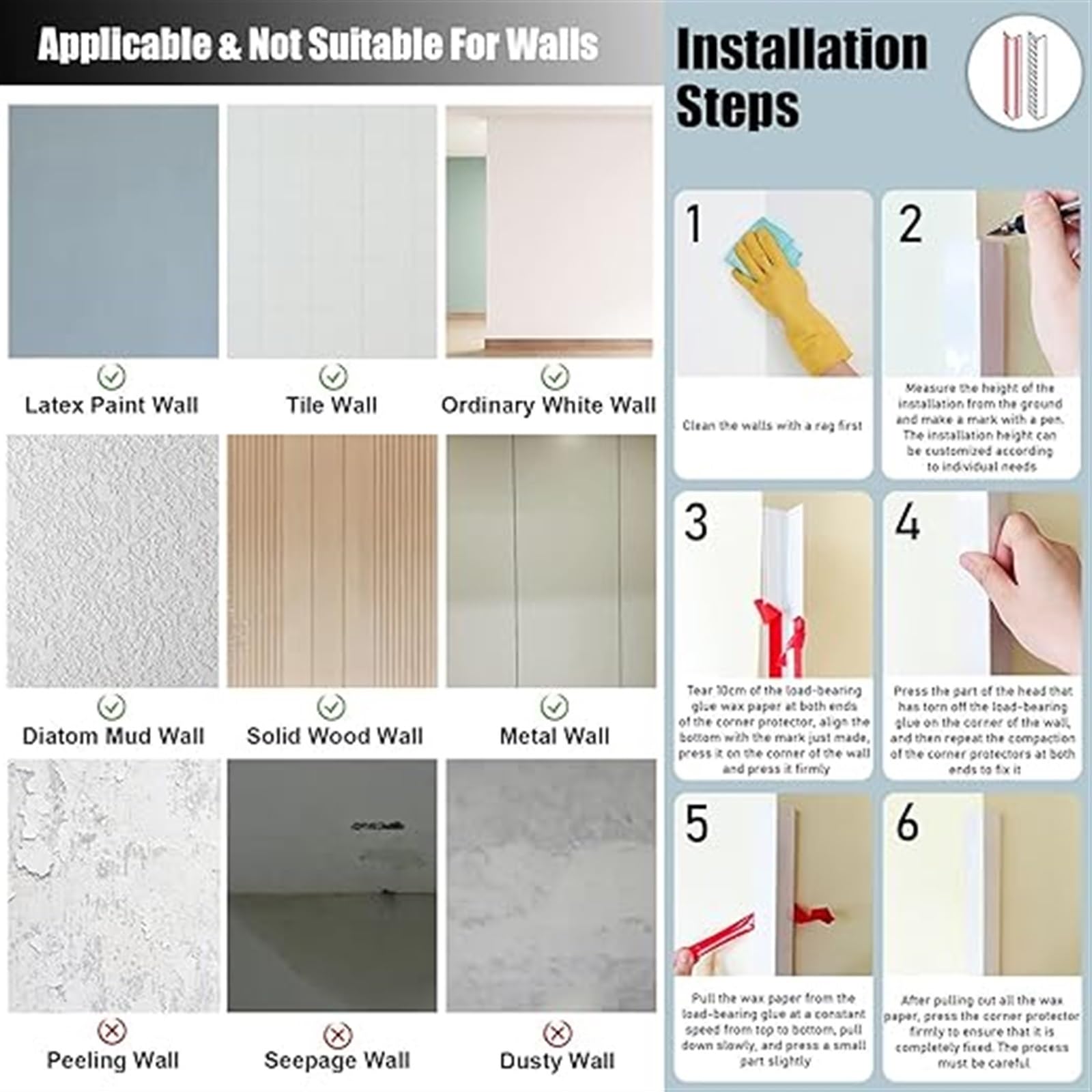 Alfombrillas protectoras, Tira de moldura esquina transparente(W 4cm/1.57in,200cm/78.7in)