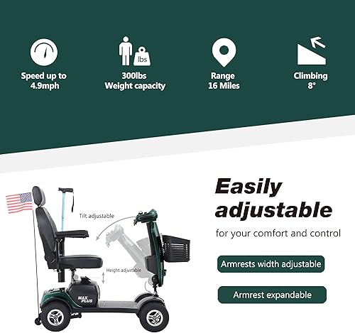 Miniatura 55 de Metro Mobility Patinetes de movilidad de 4 ruedas para personas mayores, scooter plegable de movilidad de 300 libras de capacidad para adultos