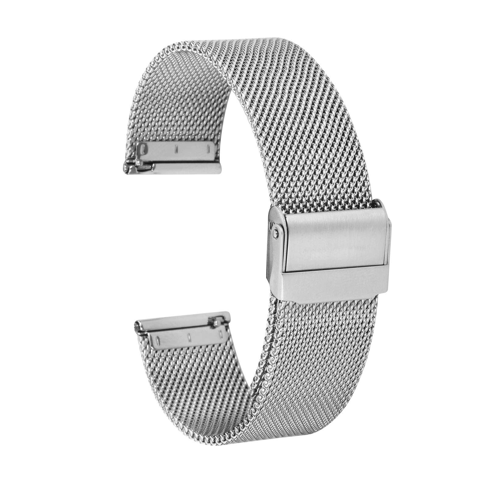 THEAGE Metal Quick Release Watch Bands - Replacement Strap for Mens or Womens Choose Color and Width 12mm, 14mm, 16mm, 18mm, 20mm or 22mm (14mm, Silver)