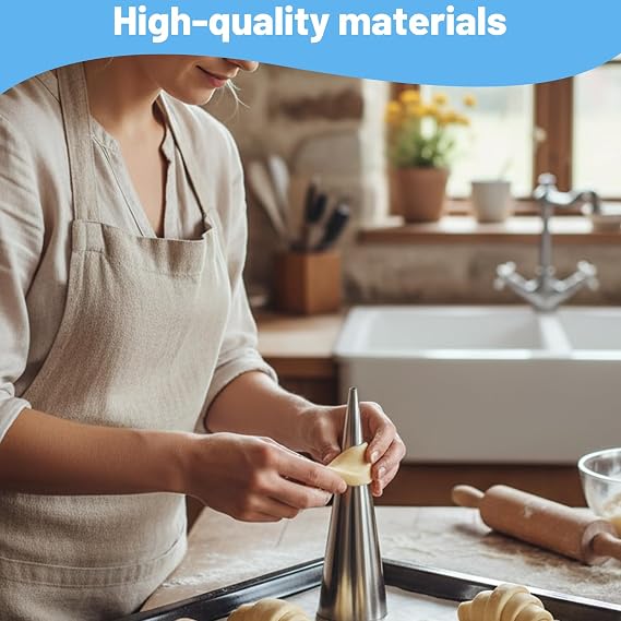14PCS Cream Roll Forms Moulds, Cream Horn Moulds, Stainless Steel Baking Mold, Cannoli Mould for Croissants, Bread, Cream Rolls Smooth and Beautiful, Easy to Clean (12×3.2cm)