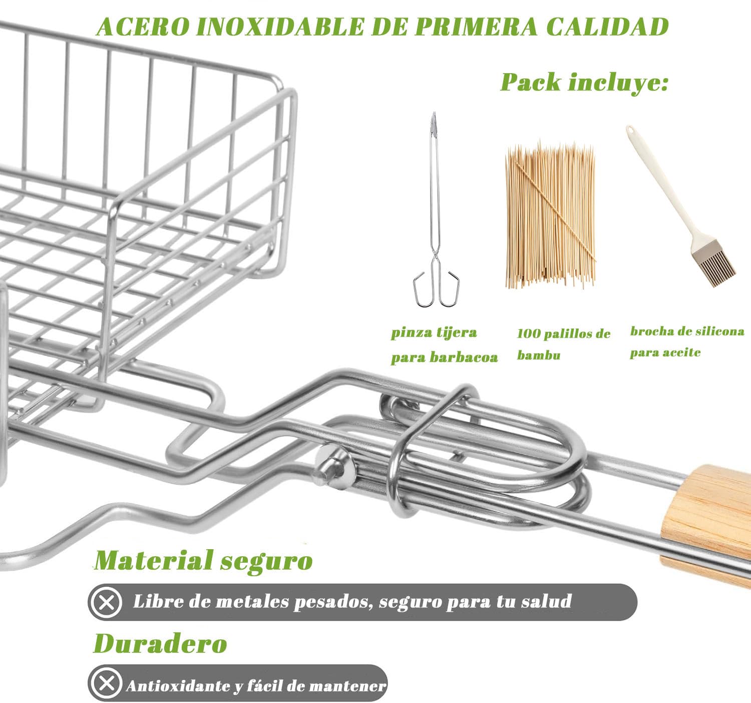 Parrilla Barbacoa Grande Doble 37x28x6 cm Diseño Profundo Espacioso Resistente al Calor y Fácil de Limpiar Ideal para Asar Verduras y Carne