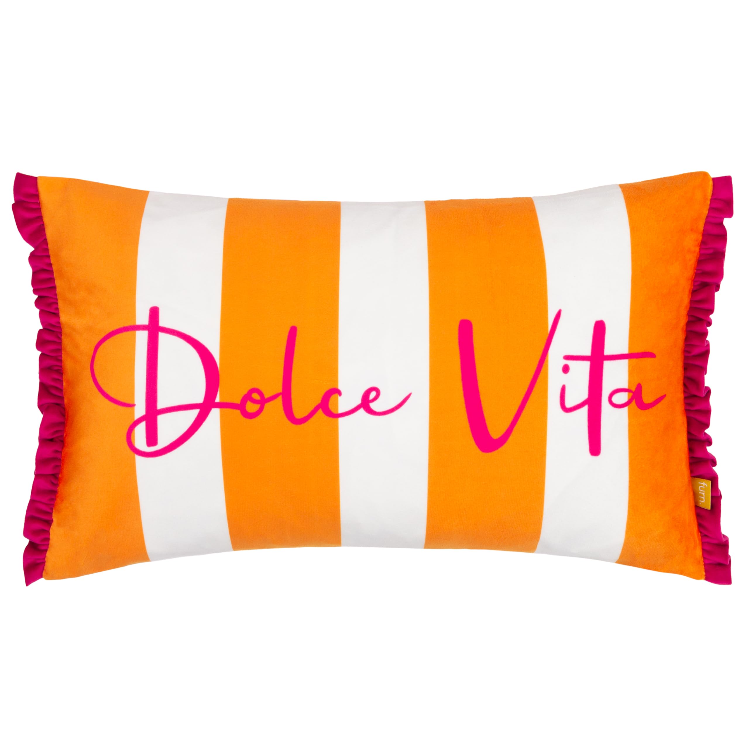 furn. Dolce Vita Striped Velvet Frilled Cushion Cover