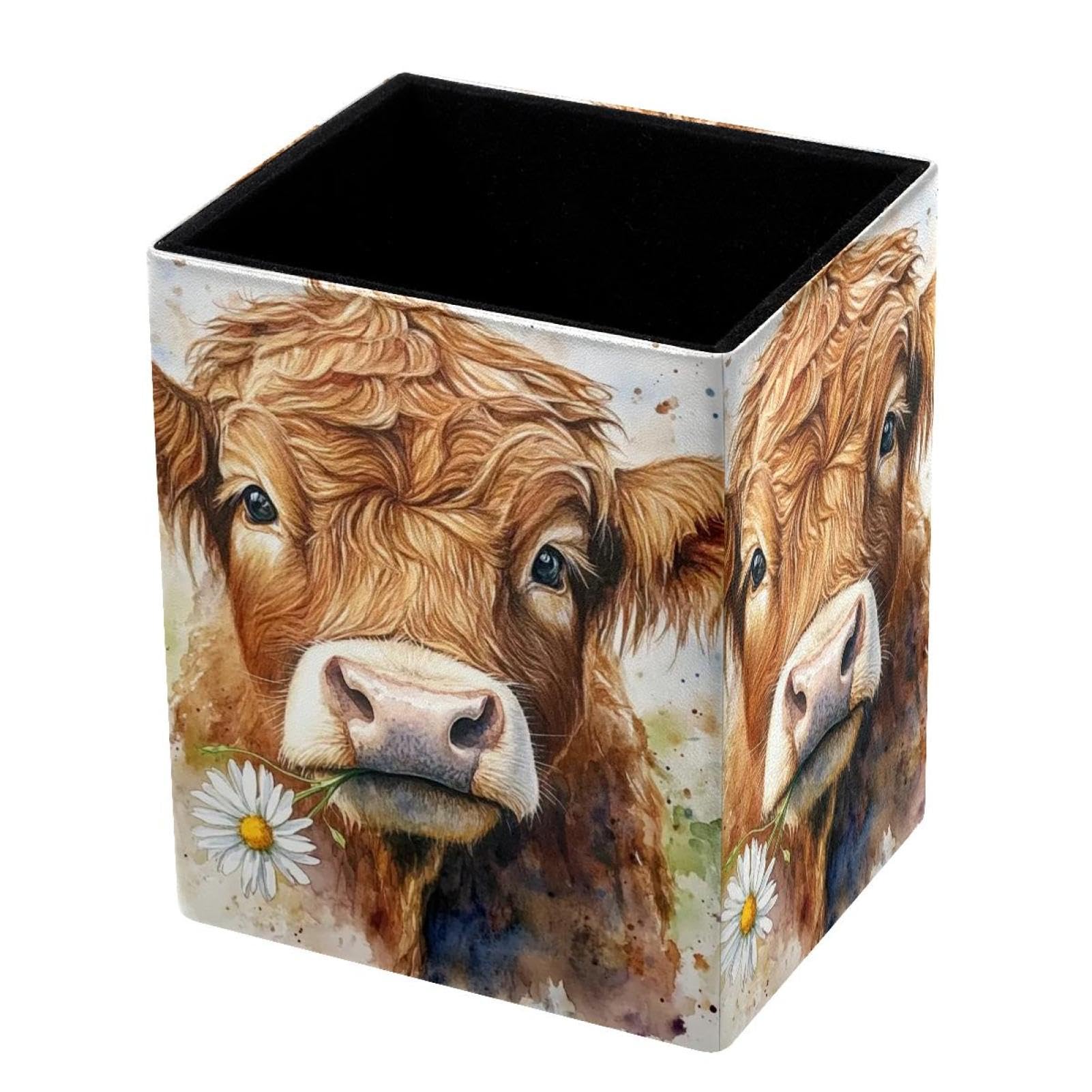 VAPOKF Pencil Holders for Desk, Watercolor Cow Printed Pen Holders Pen Pot Makeup Brushes Storage Desktop Stationery Supplies Organiser for Home Office