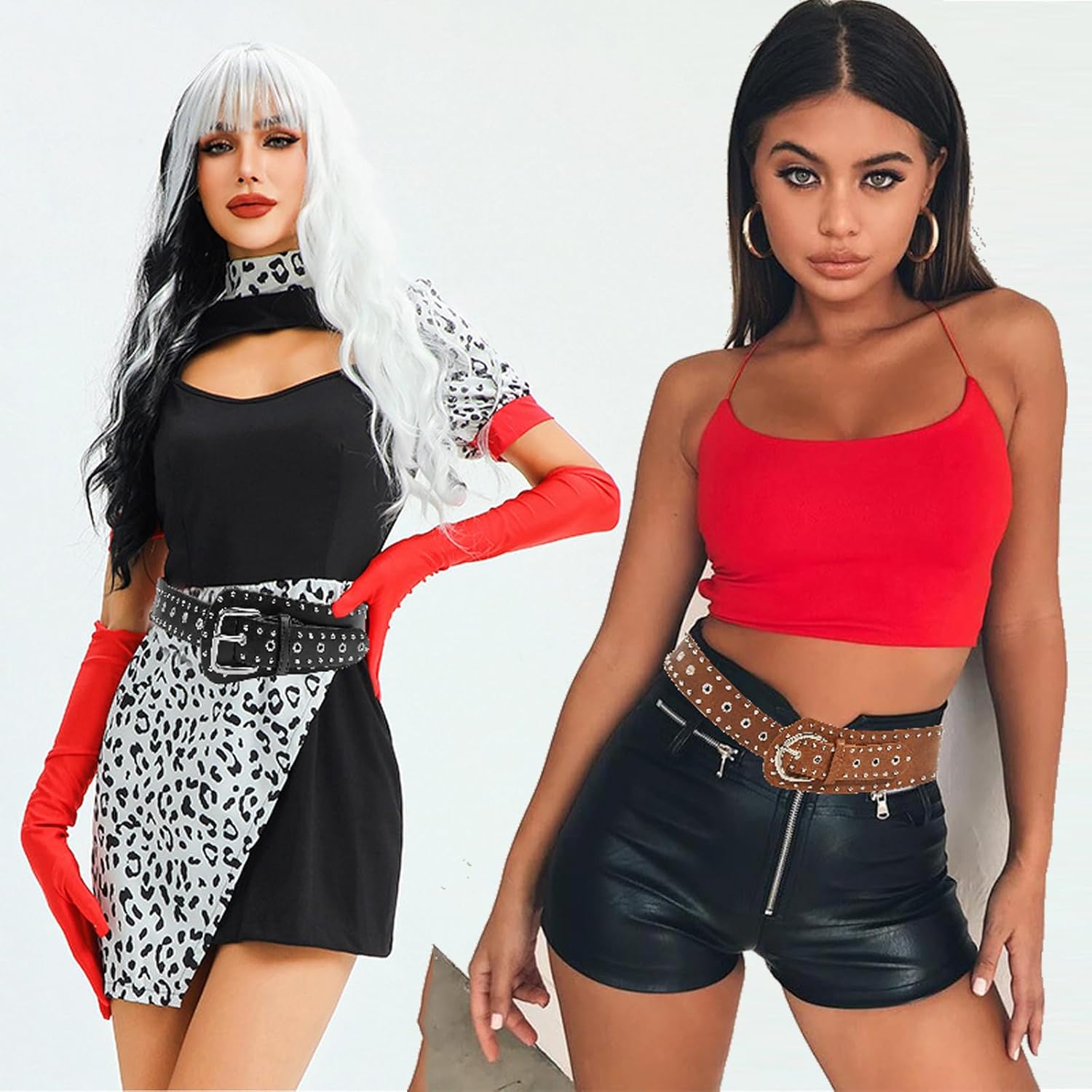 NOFIBAF Vintage Wide Belt Rivets Waist Belt with Metal Buckle Black Punk Fashion PU Leather Belt for Women - Image 3