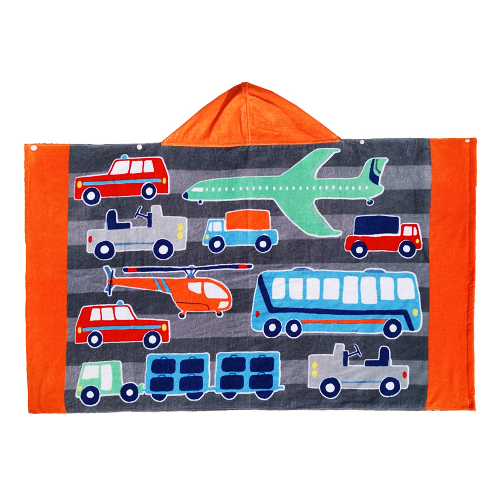 Serviette de bain à capuche pour enfants, 100 % coton, super douce et absorbante, motif dessin animé, pour la natation, le surf, le poncho de sport pour garçons et filles (avion)