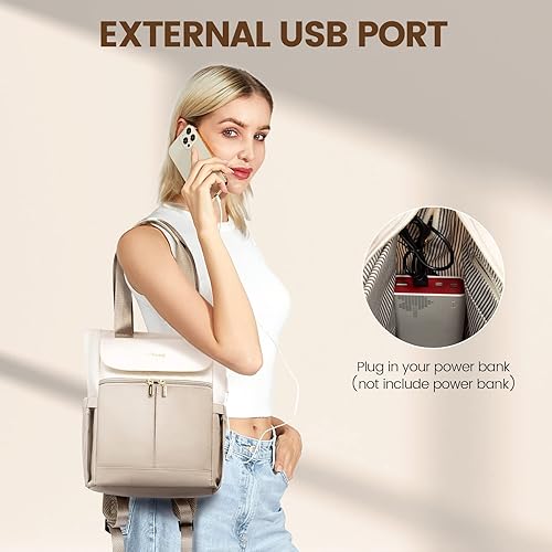 Miniatura 6 de LOVEVOOK Mochila convertible para mujer, Crema-caqui, Mochilas Daypack