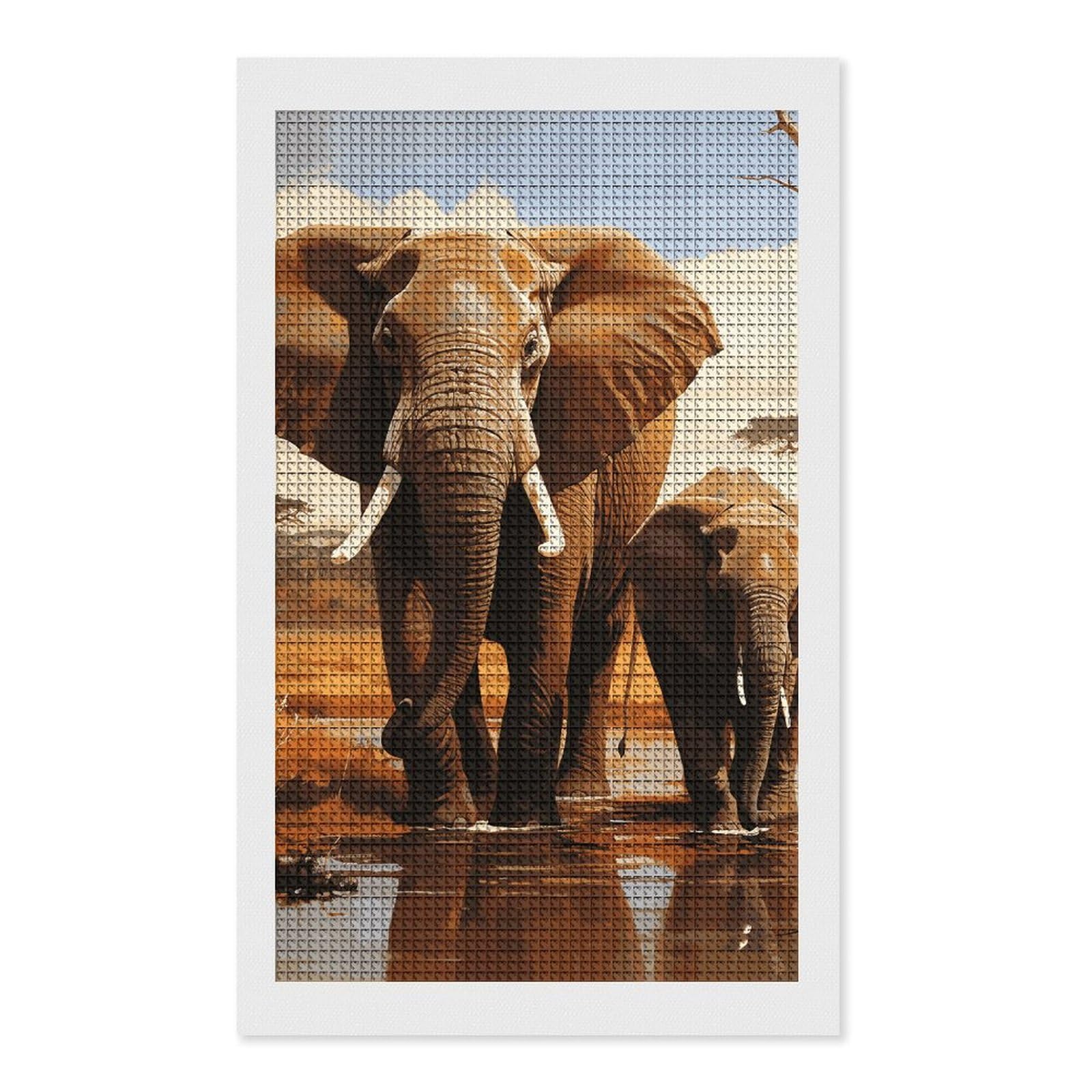 Elephant Family Diamond Art Kits for Adults, DIY 5D Diamonds Painting Kits for Beginner, Round Full Drill Diamond Dots Painting, 12"x20" Diamonds Pictures Gem Art and Crafts Wall Decor
