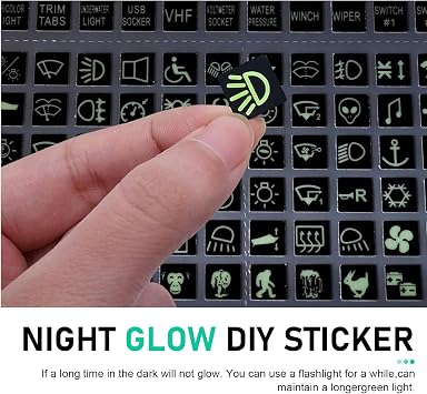 117 PCS Centre Console Switch Luminous Stickers, PET Night Safety Button Decals, Waterproof AC Instrument Panel Button Decal, Universal Glow in The Dark Accessories for Most Cars (Green)