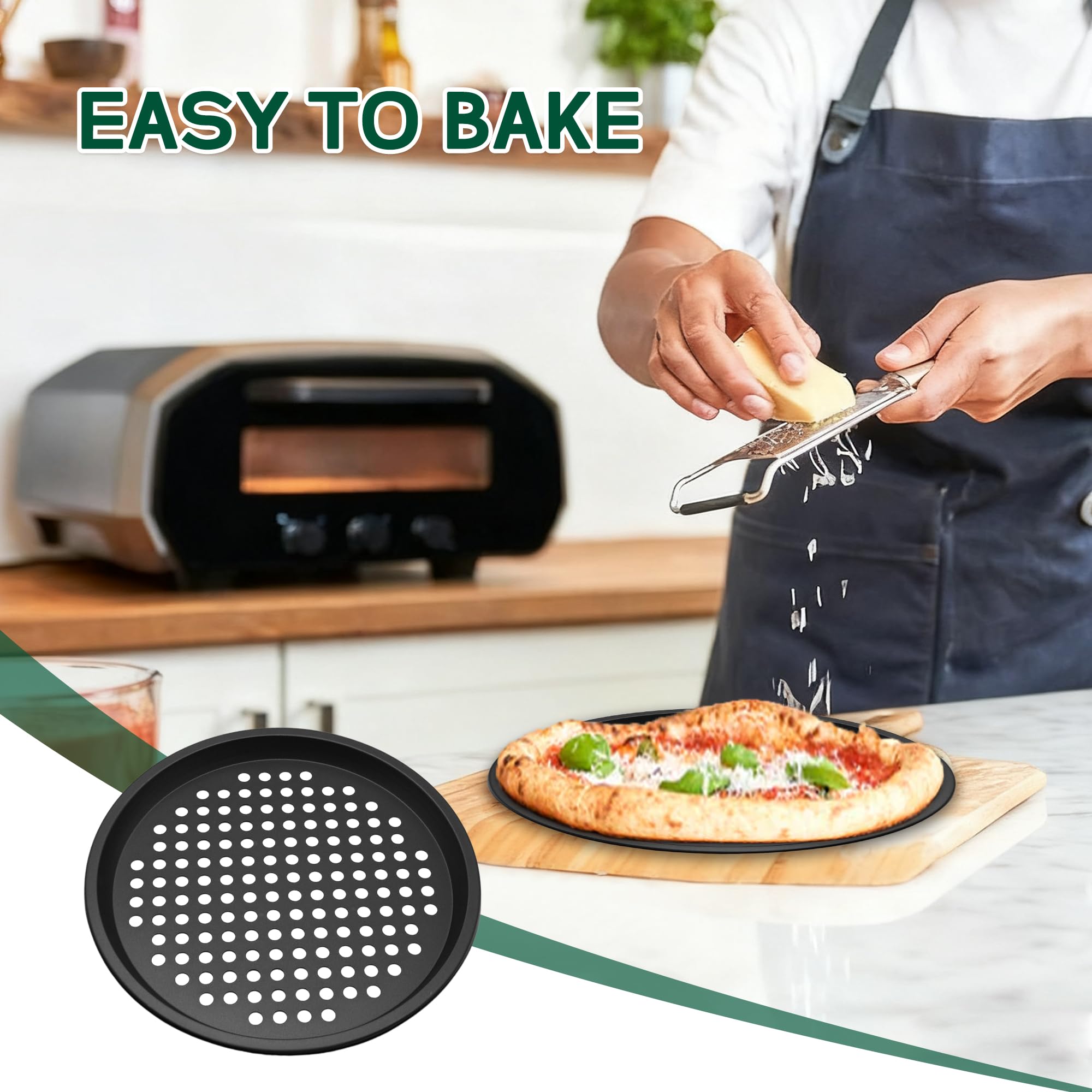 Pizzaplaat 24,5/26/28/32cm Koolstofstaal non-stick pizza bakpan mal bakvormen schotel diepe plaat gereedschap lade ronde lade pan bakken pizzastaal (kleur: 26 cm met gat