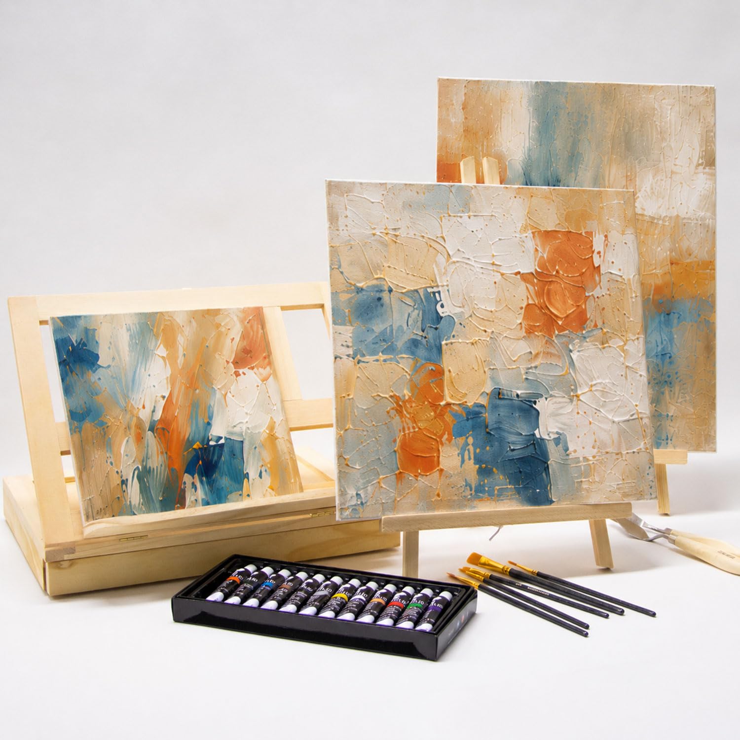 Set di 9 cartoncini per artisti, da dipingere, da 3 pezzi, 20 x 20 cm, 30 x 30 cm e 30 x 40 cm, tela pre-primerizzata in 100% cotone, lavorata in cartone mall, 2 strati di colore bianco