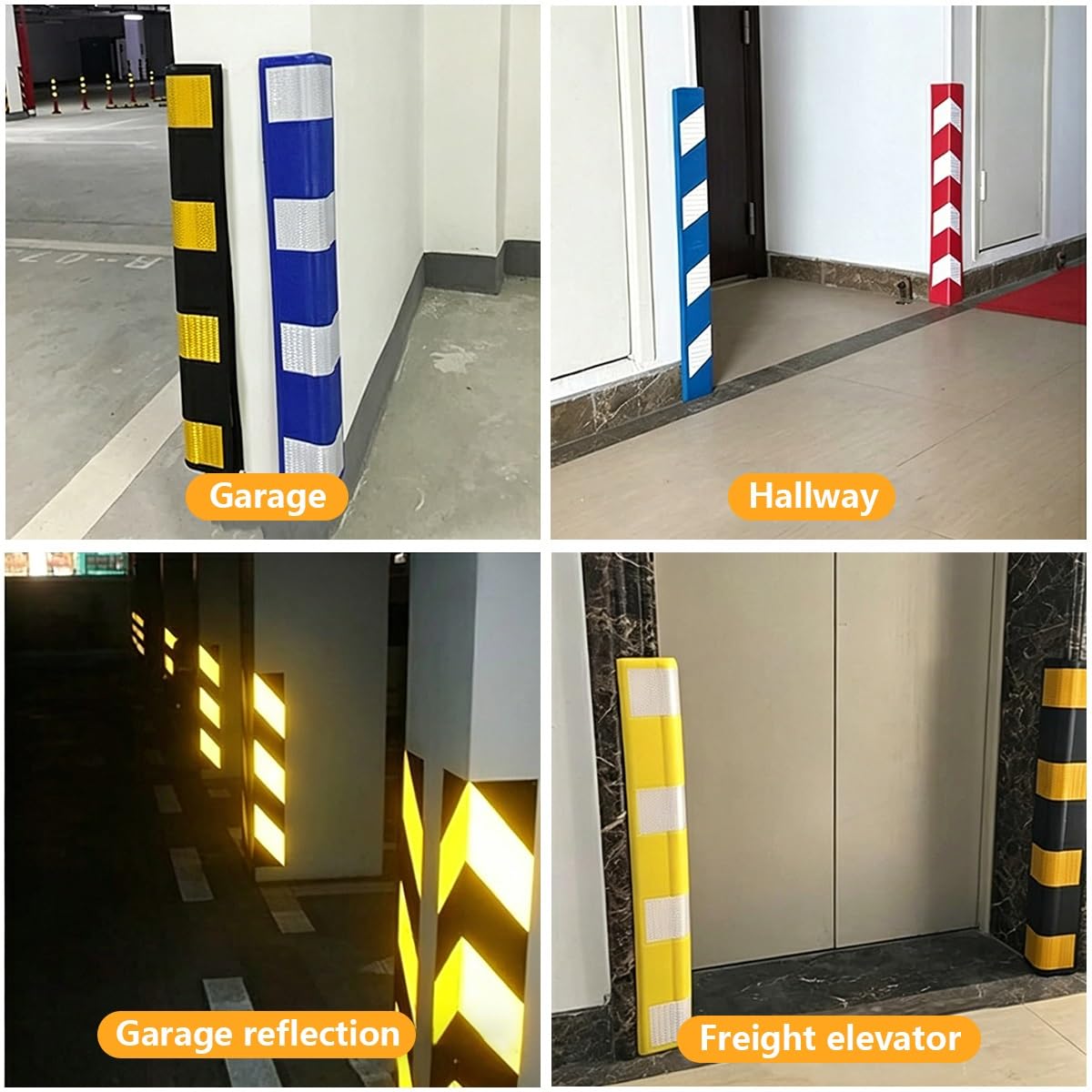 Protector de Esquinas Autoadhesivo para Pared de Garaje, Protector de Columna de Goma Reflectante, Protectores de Bordes de Pared de Garaje 80cm(Right Angle-D,2pcs)