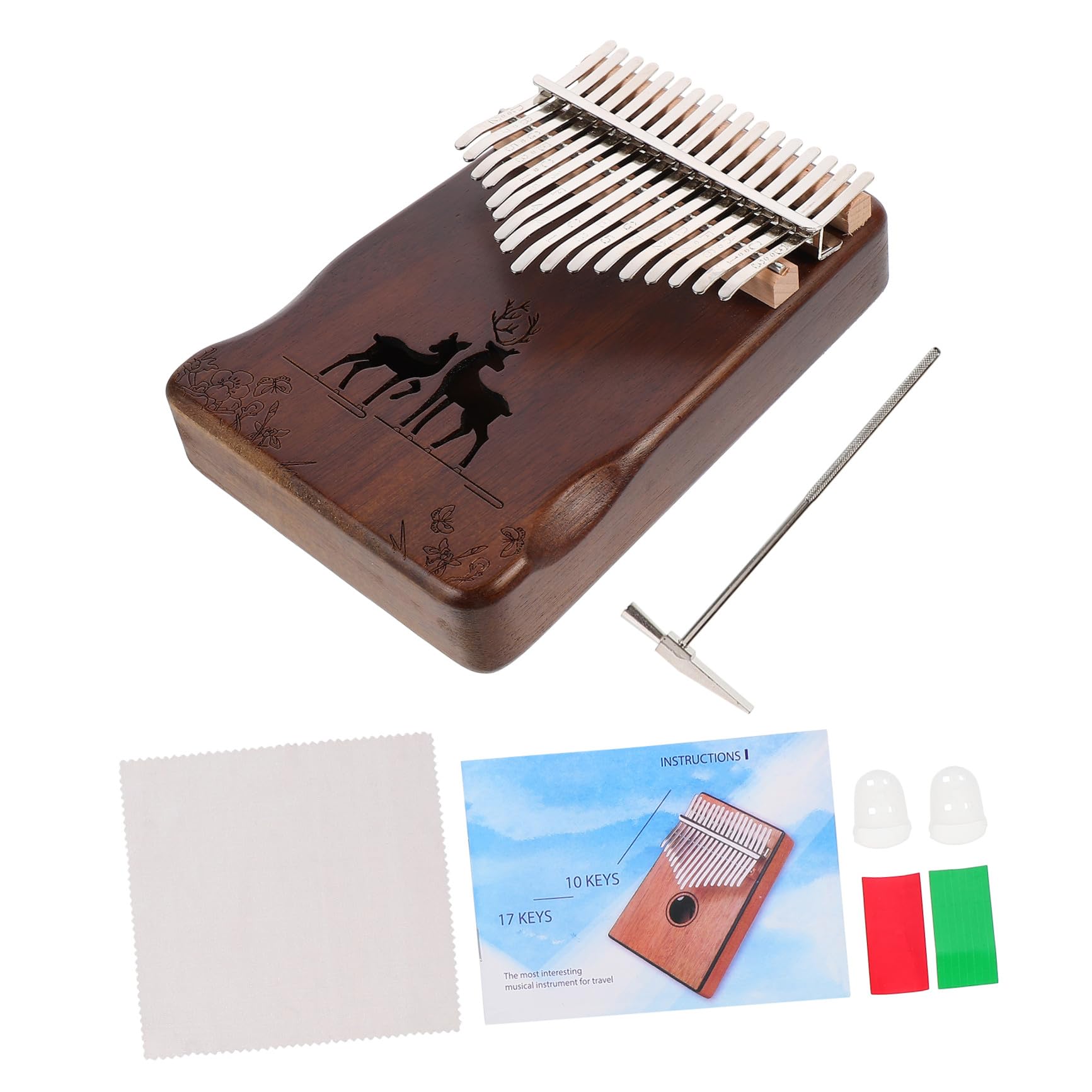 ERINGOGO Tasten-daumenklavier aus Massivholz Tragbares Musikinstrument Handklavier Stimmhammer Inklusive Selbstlernbuch für Anfänger