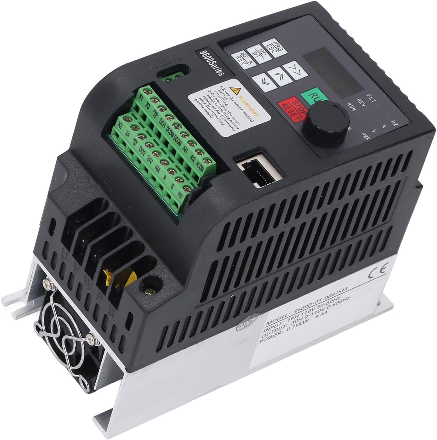 Variable Frequency Drive with Cooling System LED Display Multiple Control Ports Built in PID Controller Rated 0.75KW