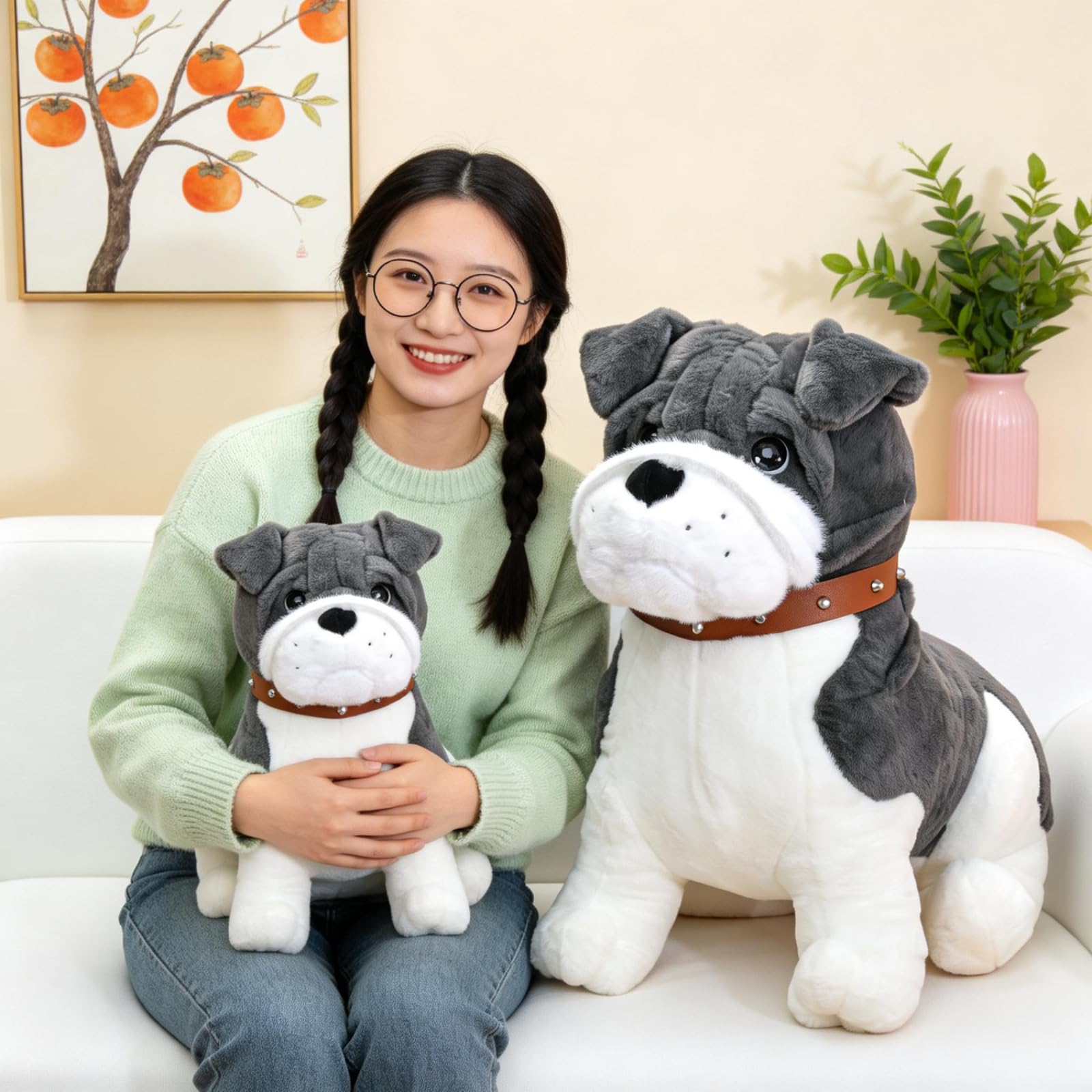 Kuscheltier Hund, Shar Pei Hund, Lebensecht Plüschtier, Superweiches Kuscheltier, Weich & Flauschig Spielzeug, Geschenk für Kinder & Erwachsene (55 cm,Grau)