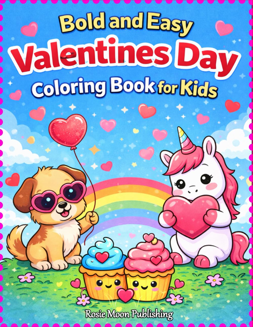 Bold and Easy Valentines Day Coloring Book for Kids: Cute Hearts, Animals & Love-Themed — 50 Easy coloring Pages for Kids & Class Valentines (Bold & Easy Coloring Series)