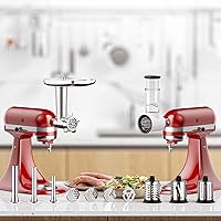 Vista 7 de Meat Grinder and Cheese Grater Attachment for KitchenAid Stand Mixer, Slicer Shredder & Meat Grinder with Sausage Stuffer, 2 Pcs for KitchenAid