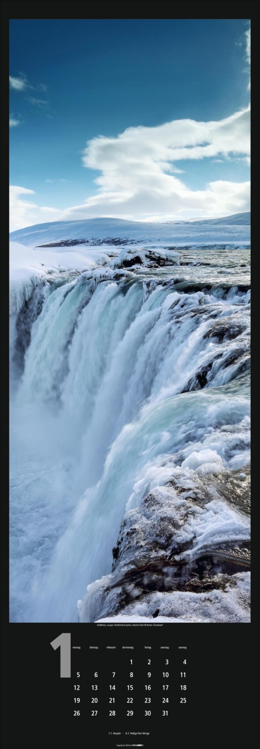 Wasserfälle Kalender 2026: XXL Hochformat mit spektakulären Wasserfällen, fotografiert von international ausgezeichneten Fotografen. Länglicher Kalender mit traumhaften Naturfotos. 34x98 cm Hochformat