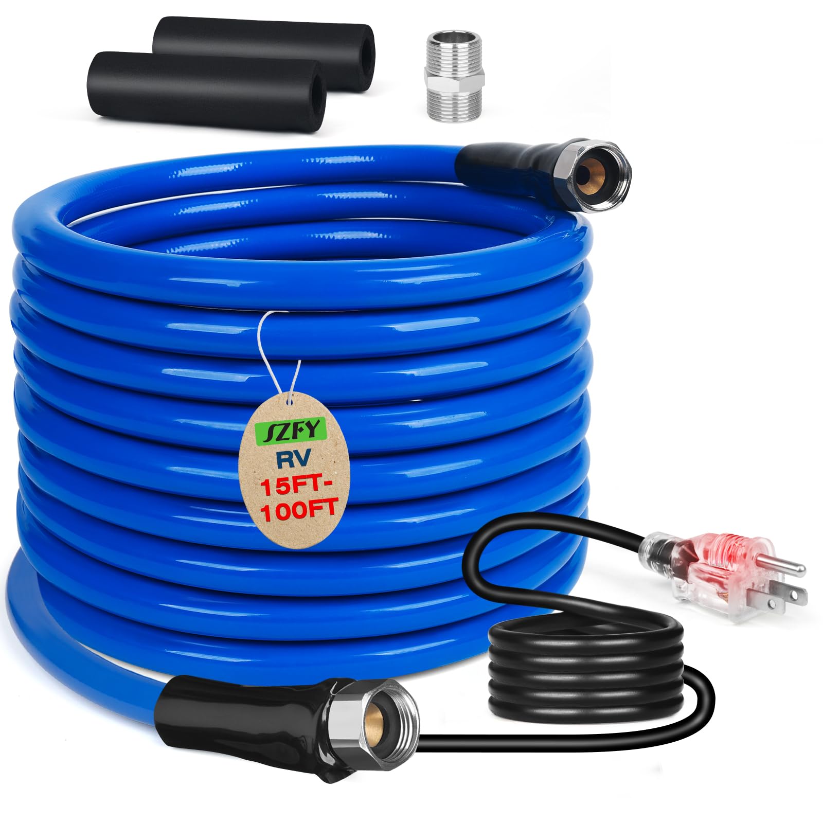 (similar )Heated Water Hose for RV,Heated Drinking Water Hose with Thermostat,Lead and BPA Free,1/2" Inner Diameter,Temperatures Down to -40°F Self-Regulating,Blue Appearance