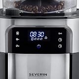 SEVERIN Cafetière avec broyeur intégré 1 000 W, Machine à café programmable avec minuteur, Cafetière filtre avec verseuse isotherme d'une contenance de 8 tasses, Noir/Inox, KA 4814 - 2