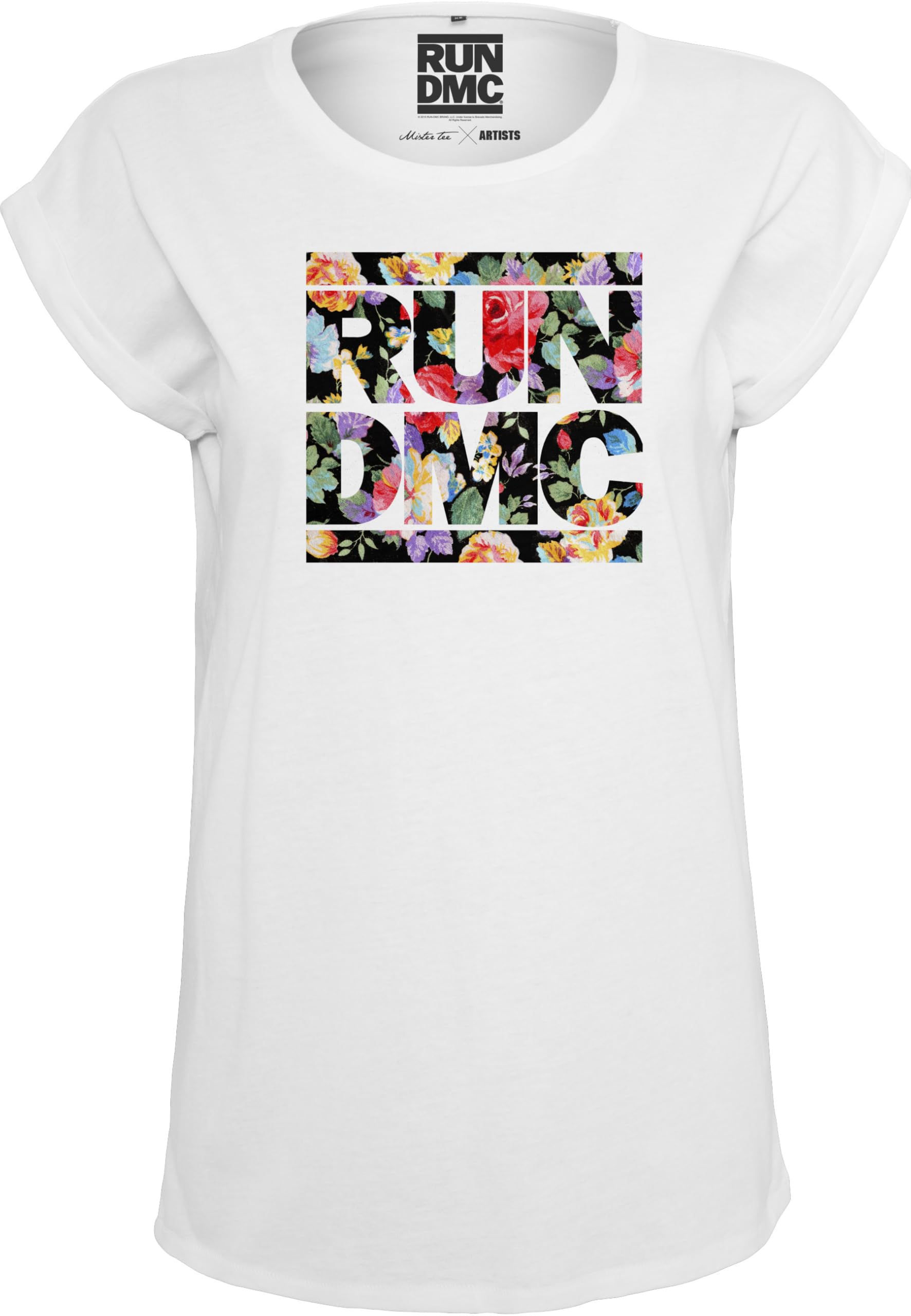 Mister Tee Damen Ladies Run Dmc Floral T-Shirts, White, XS