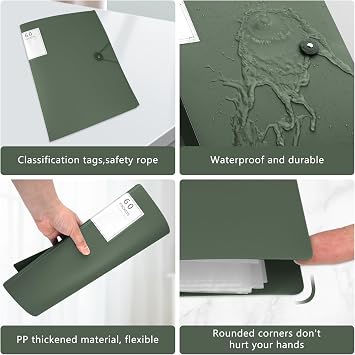 A4 Display Folder, 60 Pockets Display Book Folders with Plastic Sleeves & Safety Rope, Presentation Folder for Documents, School, Office & Business Project Use (Green)