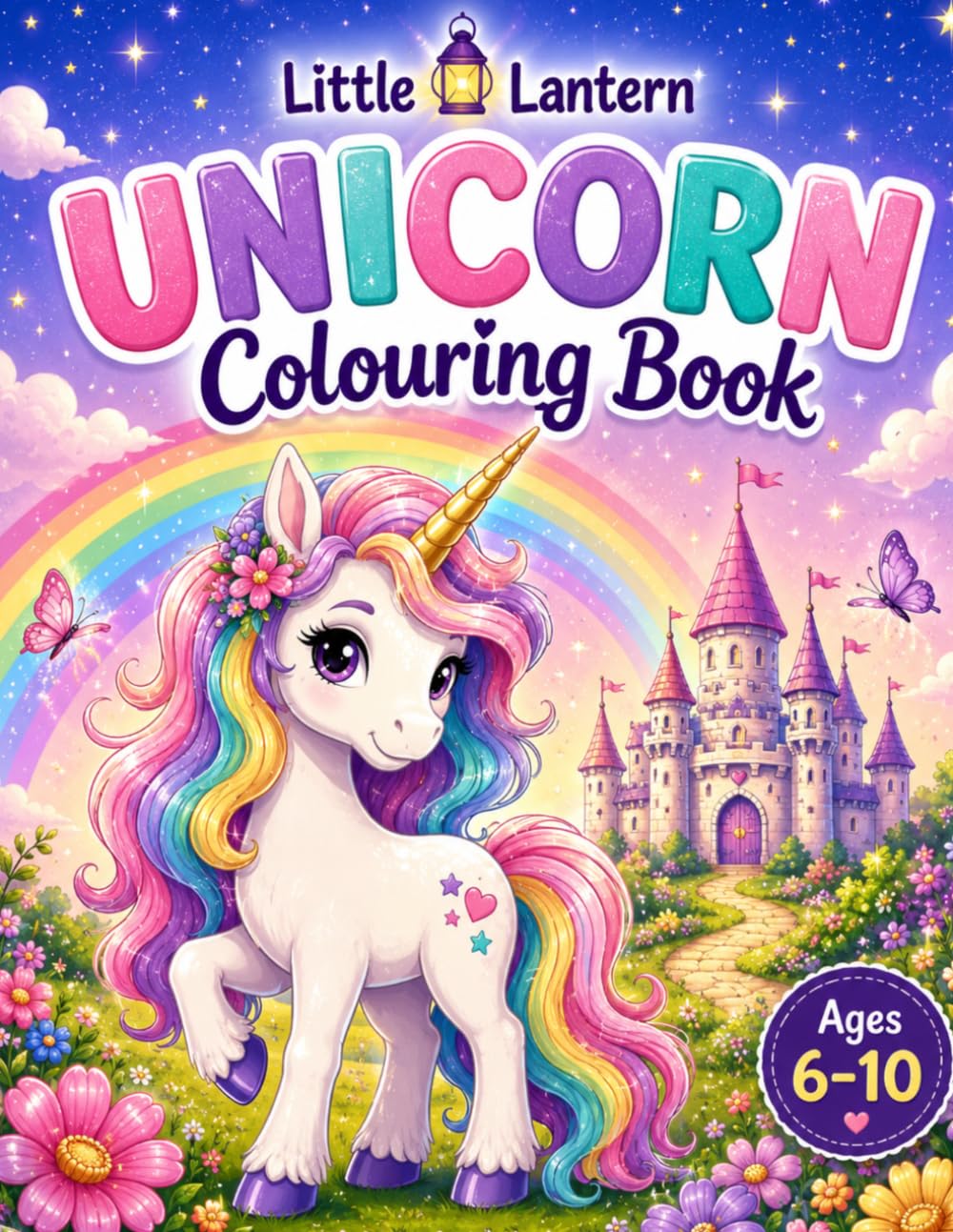 Little Lantern Unicorn Colouring Book: Magical Unicorn Adventures for Ages 6–10: 24 Fun and Fantasy Colouring Pages Featuring Unicorns, Rainbows, Castles, Stars and Friendship