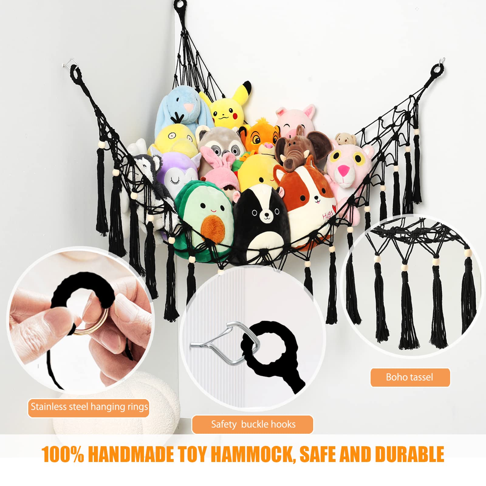 Amaca Per Peluche In Macramè - Rete Angolo Con Luci LED Per Giocattoli - Foto 12