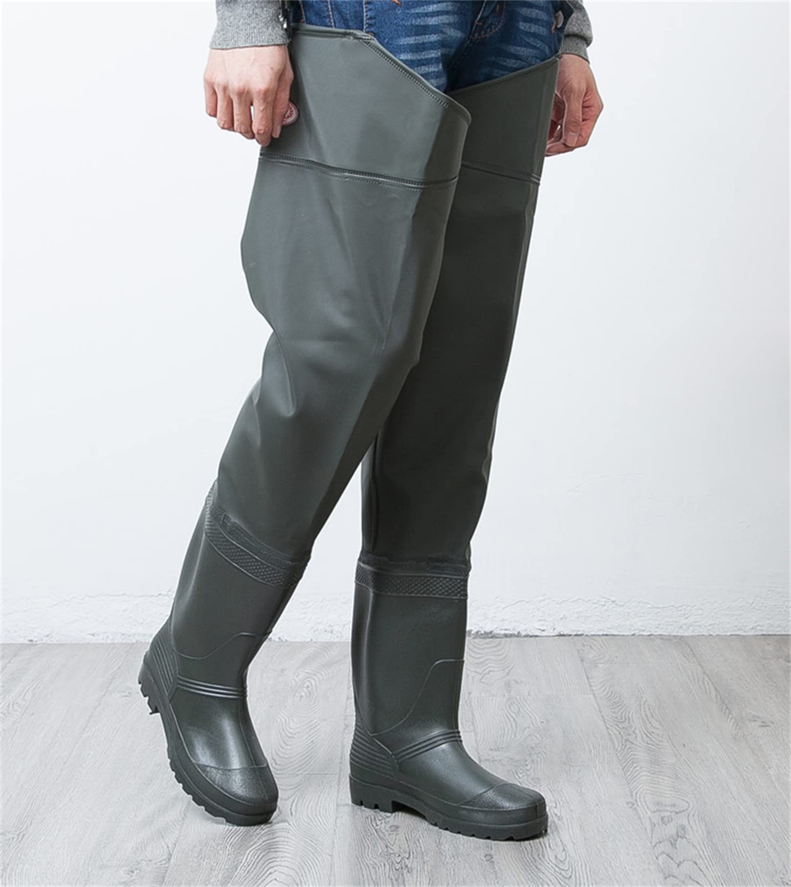 Stivali da Pioggia Alti da Uomo Regolabili Scarpe da Acqua Impermeabili Stivali Lunghi Trampolieri da Pesca in PVC Resistenti all'Usura per Scarpe Pesca Stivali Caccia Antiscivolo