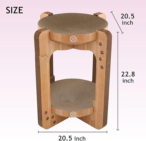 Miniatura 3 de Necoichi Acogedor cuenco rascador para gatos, papel 100% reciclado, materiales sin químicos, número 1 en venta en Japón (torre roble), regular)
