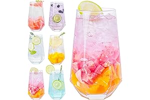 6 Pcs Diamond Glass Cups, Highball Glass Tumblers, Glass Sets for Drinking