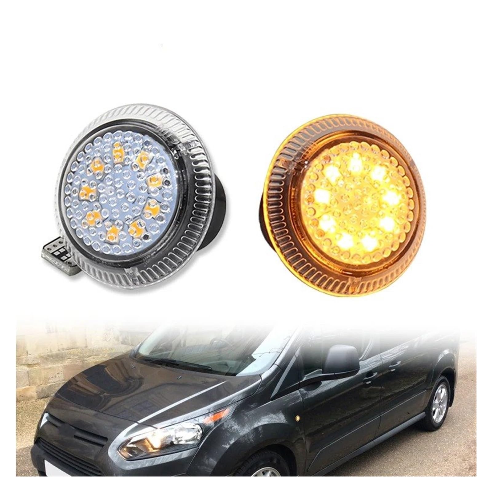 Indicatori Direzione 2 Pezzi Luci Posizione Laterali Luce Direzione 9T1Z13K376 T10 W5W 12V Per Ford Per Transit Per Connect 2010-2016 2017 2018 2019 2020 2021 Segnale Svolta Lampada(Clear Lens)