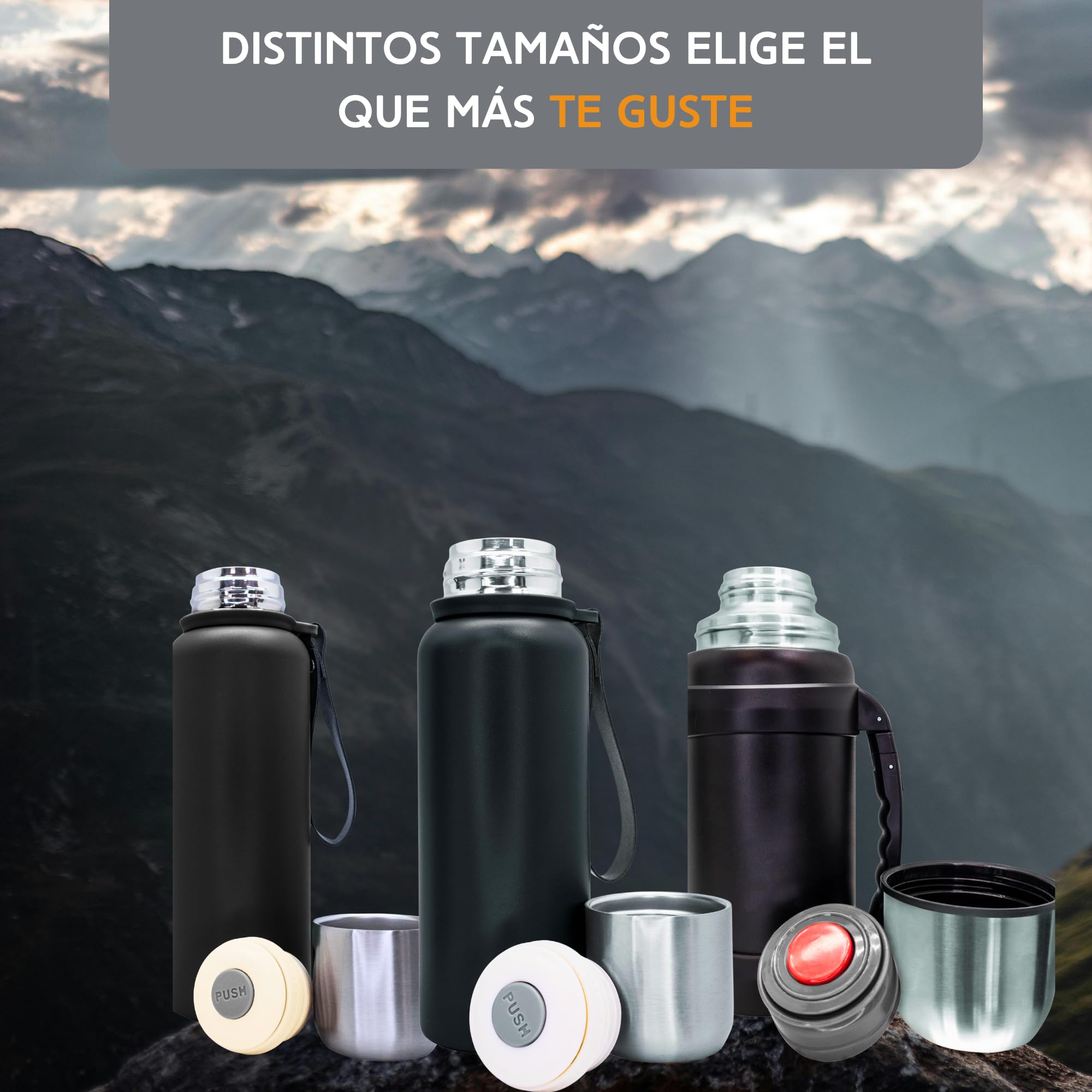 NERTHUS FIH 1594 - Kit de Mate con Vaso de Doble Pared de Acero Inoxidable de 250 ml + Dos Bombillas Pipas para Mate con cepillo limpiador + Termo Acero Inóxidable 500ML