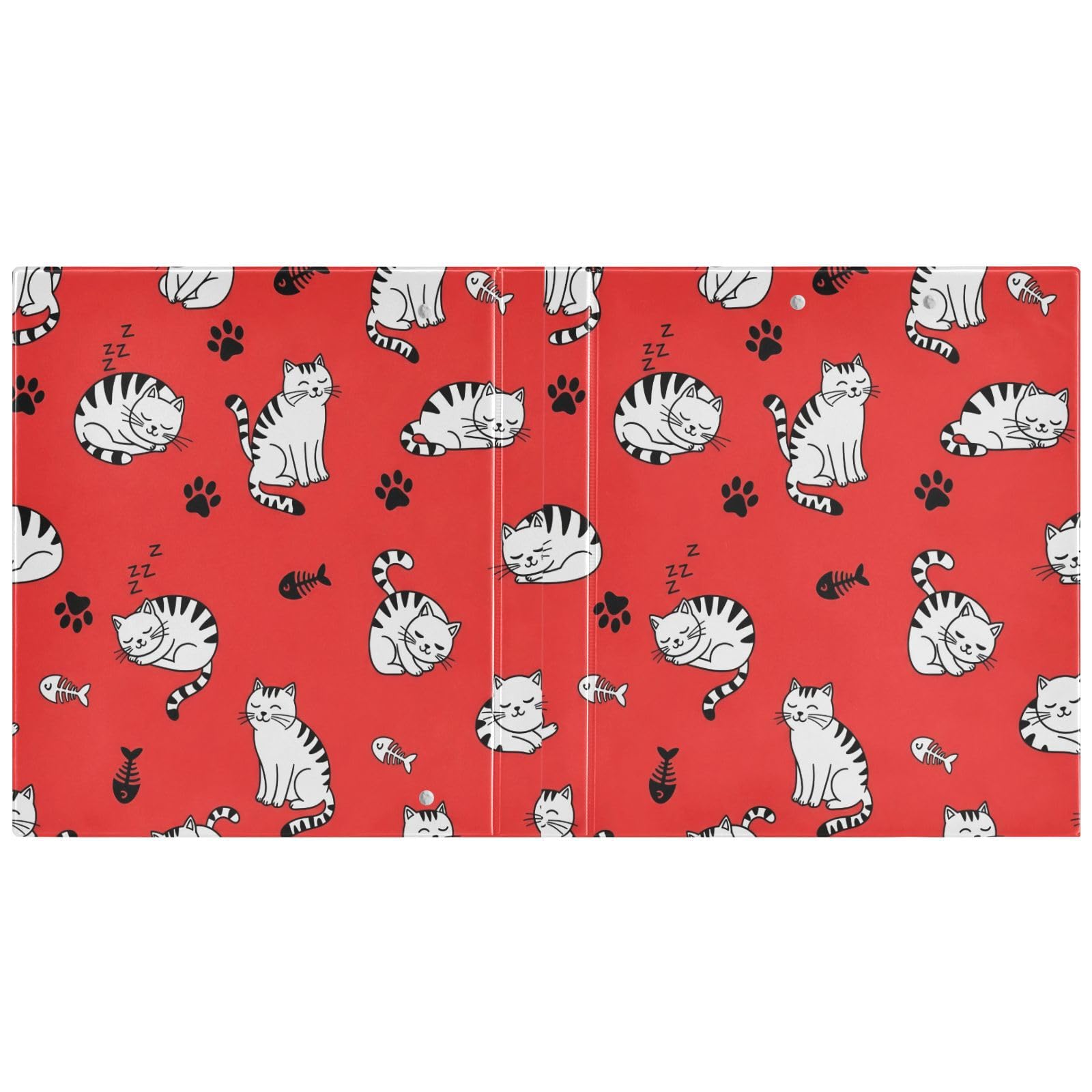 Raccoglitori ad anelli con 3 anelli, 3,8 cm, motivo gattini, decorativi, rotondi, con clip in metallo, formato A4, organizer per casa e ufficio, confezione da 2
