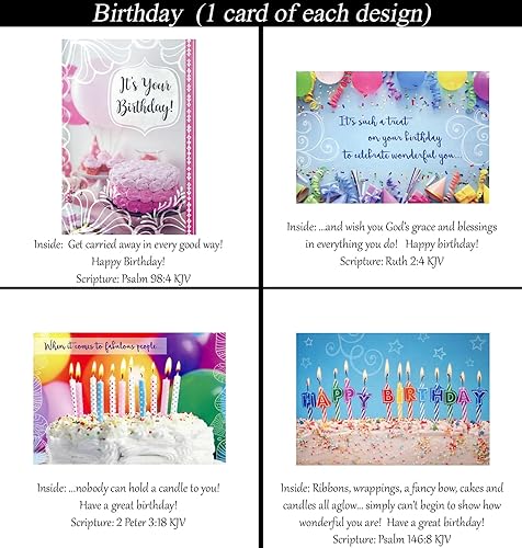 Miniatura 7 de KJV Cumpleaños (sin tarjetas repetidas) 24 tarjetas de felicitación cristianasreligiosas #1 Surtido  King James Scripture en cada tarjeta
