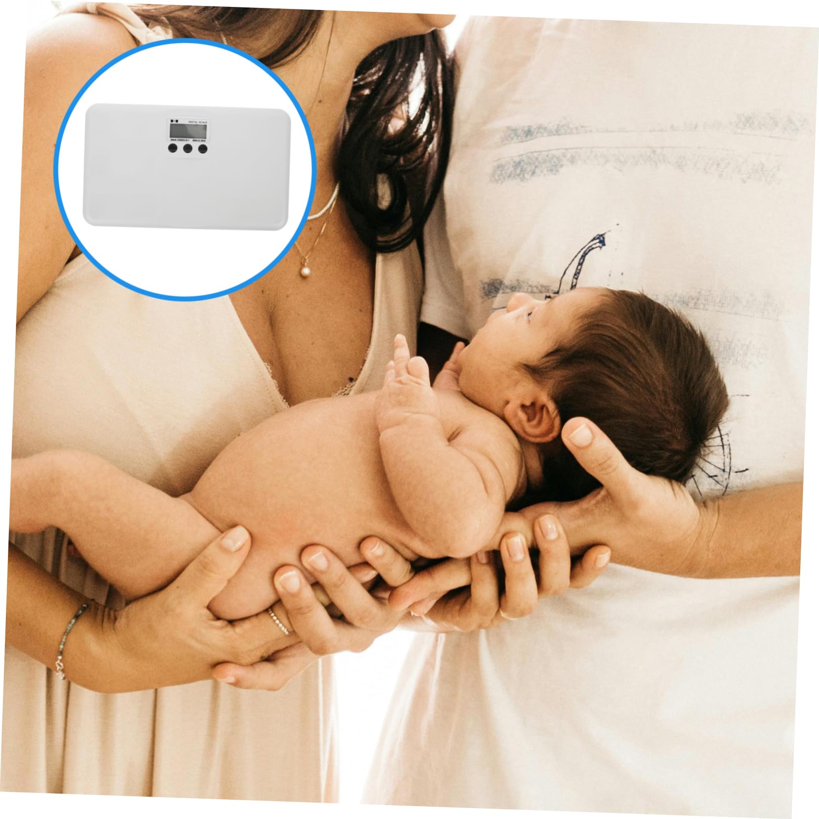 Abaodam Bilancia Elettronica Digitale Multi Funzione Display Digitale per Peso Massimo 150kg, Materiale Plastico Bianco Ragazzo Ragazza e Animali Domestici per Uso Domestico