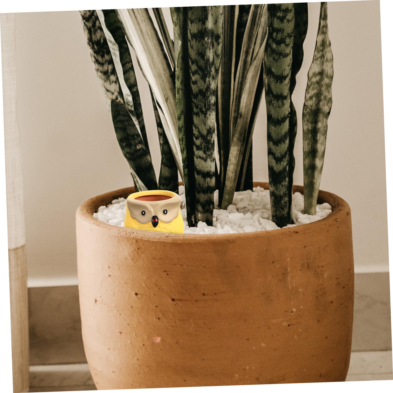 BESTonZON Dispositifs D'arrosage Automatique en Céramique de Hibou, 4 Pièces, Piquets pour Pots de Fleurs, Système Facile pour Arrosage Intérieur et Jardin
