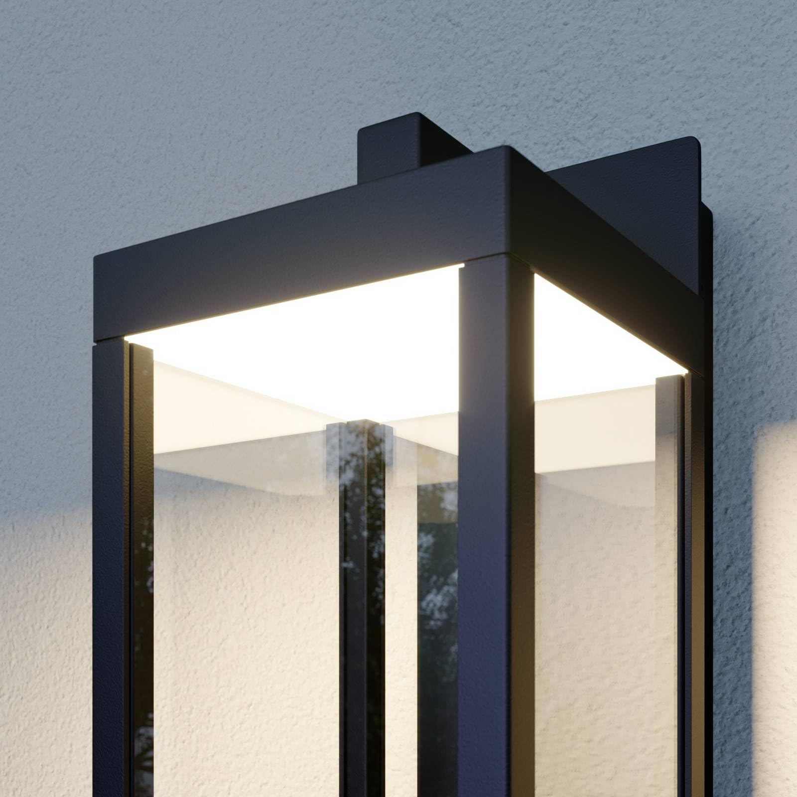 Lucande Lampada da Parete Esterno con Altoparlante Bluetooth, Luce per Portico Porta Ingresso Lanterna Esterni Antiruggine in Vetro Trasparente Impermeabile Alluminio Nero
