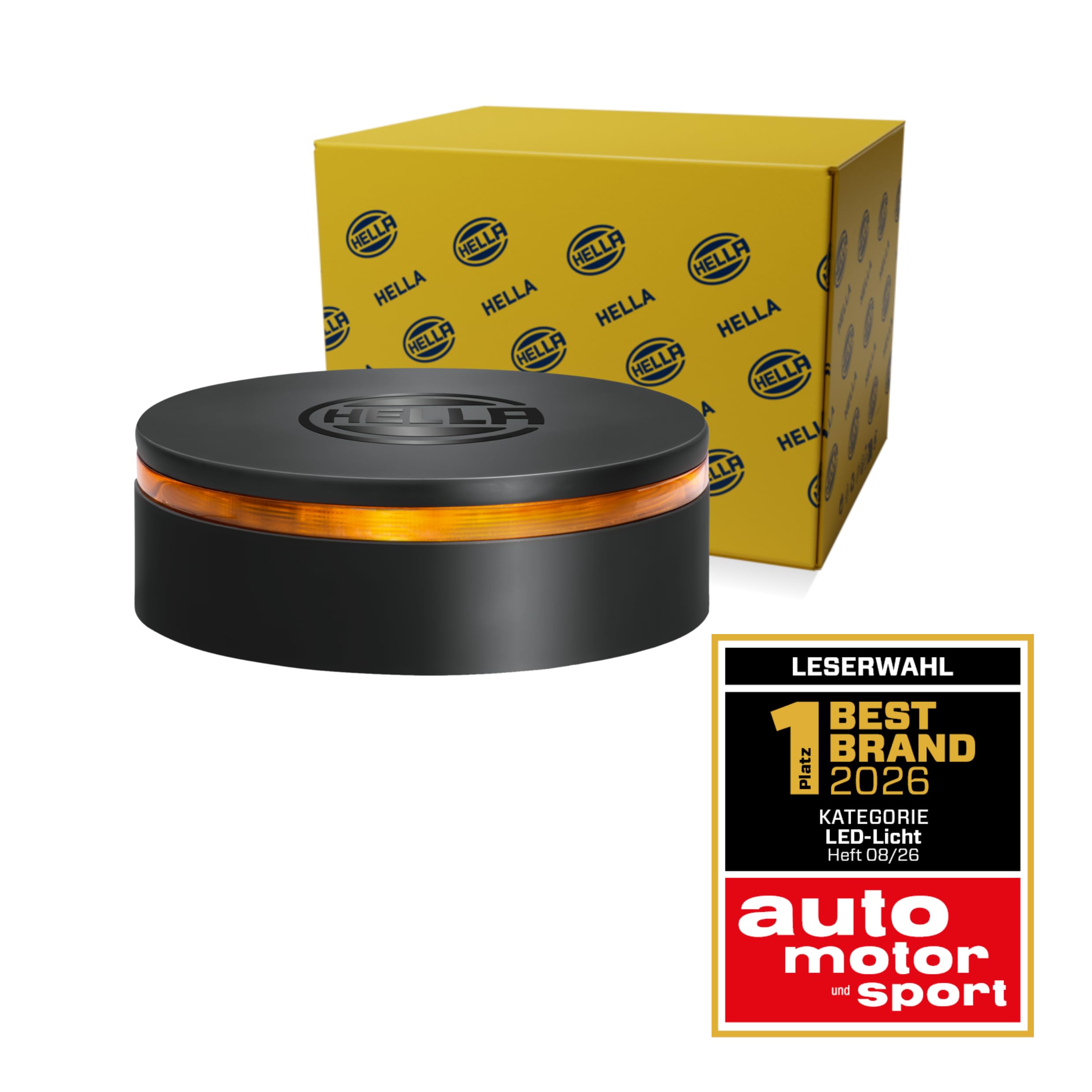 HELLA LED Światła ostrzegawcze - K-LED Rebelution - 12V / 24V - żółty - Oprawa/przykręcany - Przewodu: 150[mm] - Wtyczki: Wtyk płaski - Ilość: 1 - 2XD 455 255-001