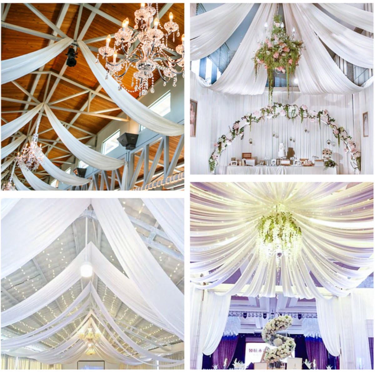 Hochzeits-Chiffon-Vorhänge, elastisches Dekotuch für Hochzeiten, einfarbiges Chiffon-Hängetuch mit Stangentasche, Party-Dekoration für Veranstaltungen und Feiern (rot, 150 * 600cm)