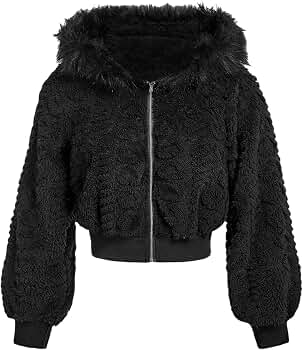 Amazon.com: SOLY HUX Women's Faux Fur Fuzzy Cropped Jacket Zip Up