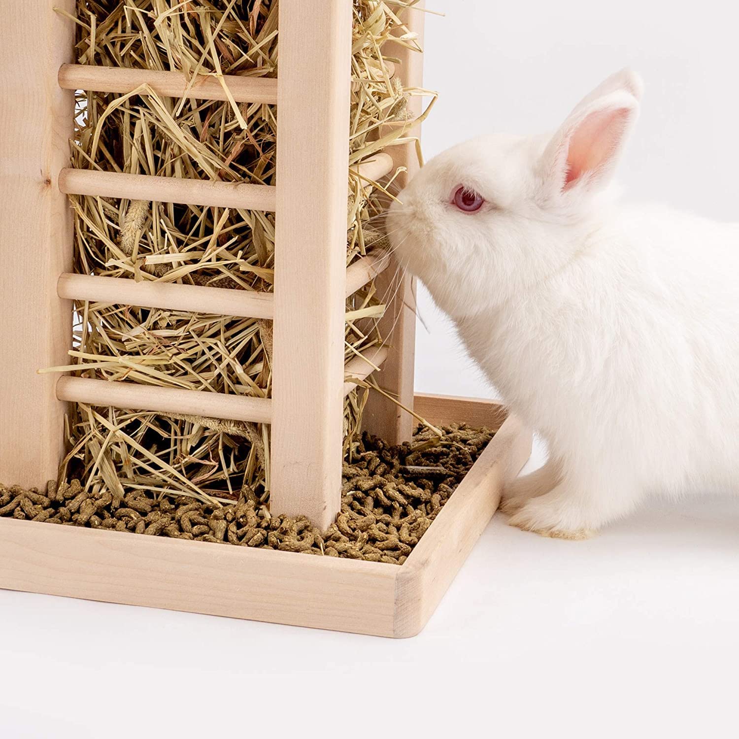 Balama Mangeoire à Foin pour Lapin en Bois,36 x 24 x 24 cm, Râtelier à Foin Lapin, Mangeoire à Foin pour Chinchilla, Convient Aux Cobayes, Chinchillas, Hamsters, Lapins, Petits Animaux