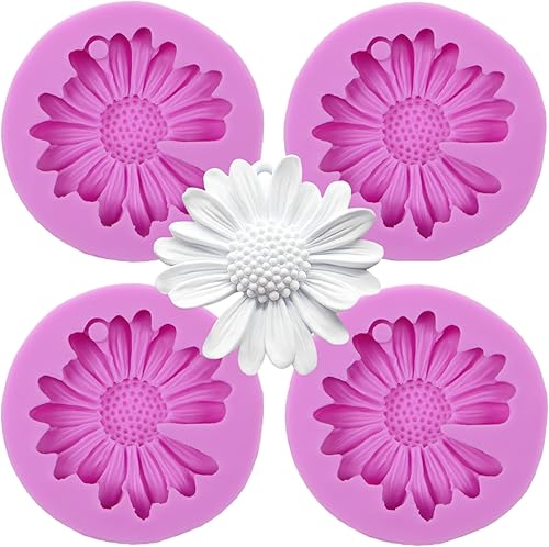 Moldes de silicona para chocolate, 4 paquetes de moldes para llavero de flores para decoración de pasteles, decoración de cupcakes, caramelos,