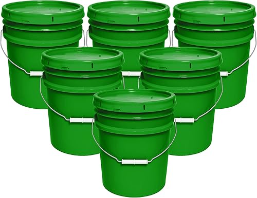Vista 16 de Balde de 5 galones y tapa - Cubo resistente de 90 mil para todo uso - Fabricado en los Estados Unidos - Grado alimenticio - Plástico sin BPA - Rojo