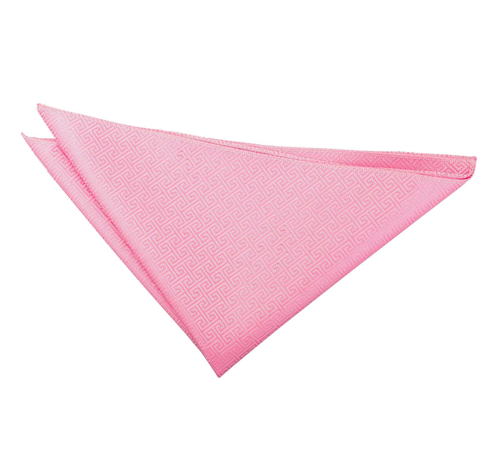 DQT Men Pink Solid Plain Stripe Floral Paisley Polka Dot Pocket Square - Greek Key Baby Pink