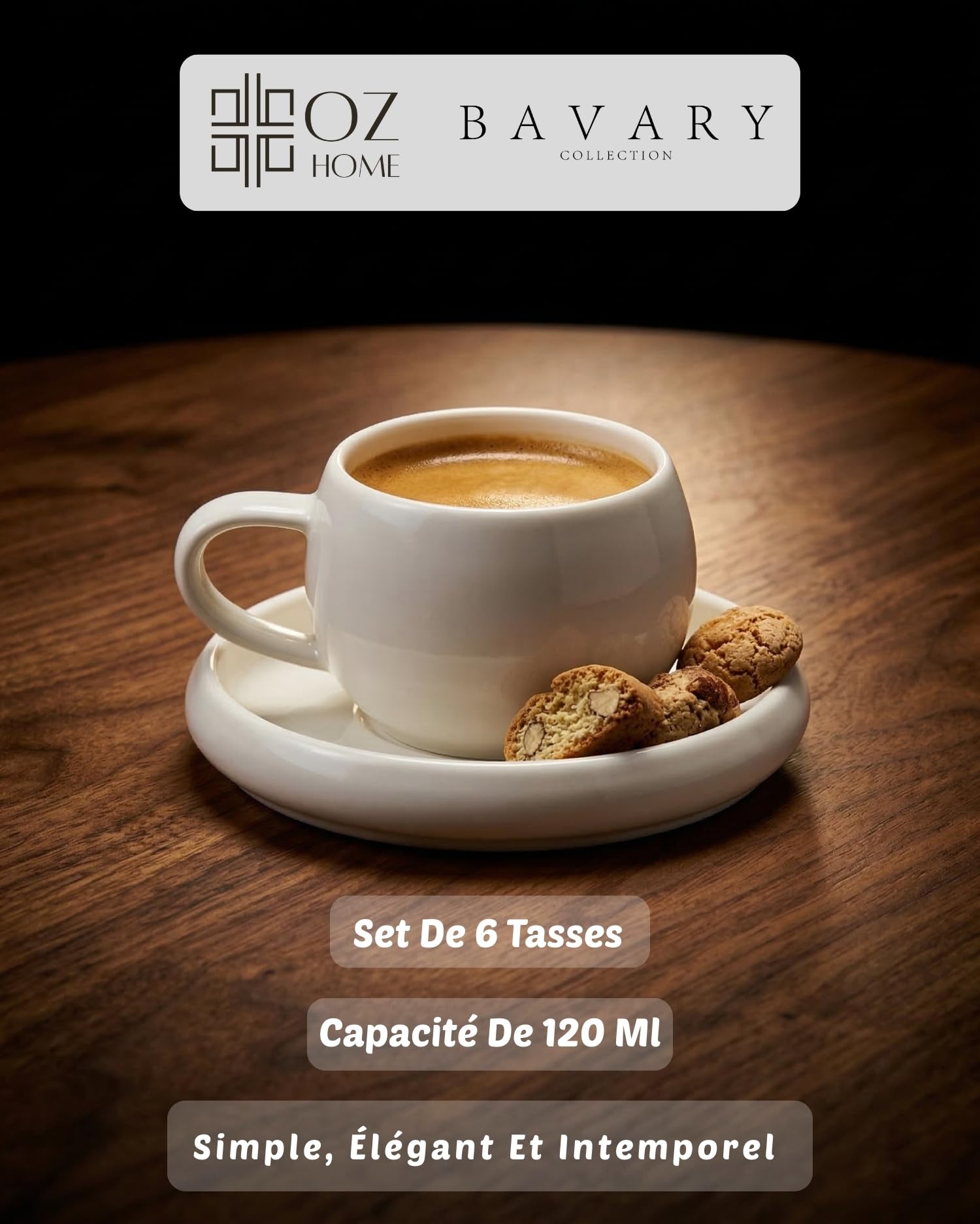 BAVARY Chubby Tasse A Cafe 120ml Avec Soucoupes, 12 Pcs (6 pers.) - Design Blanc Et Anse Ovale - Tasse A The En Porcelaine - Tasse Cafe Et Tasse Cappuccino - Service A Cafe Lave-vaisselle OK