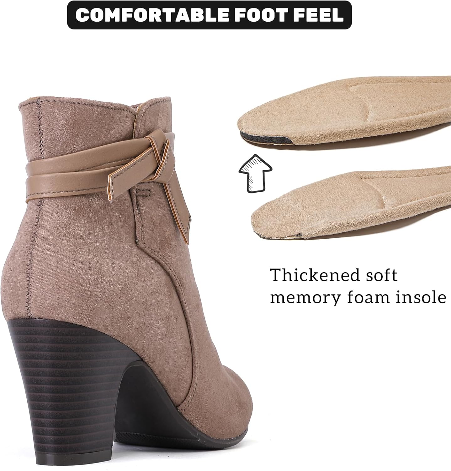 Ankle Boots for Women Chunky Heeled Booties Fashion Comfort Round Close Toe Low Mid Heel Winter Fall Ladies Short Boots. - Image 3