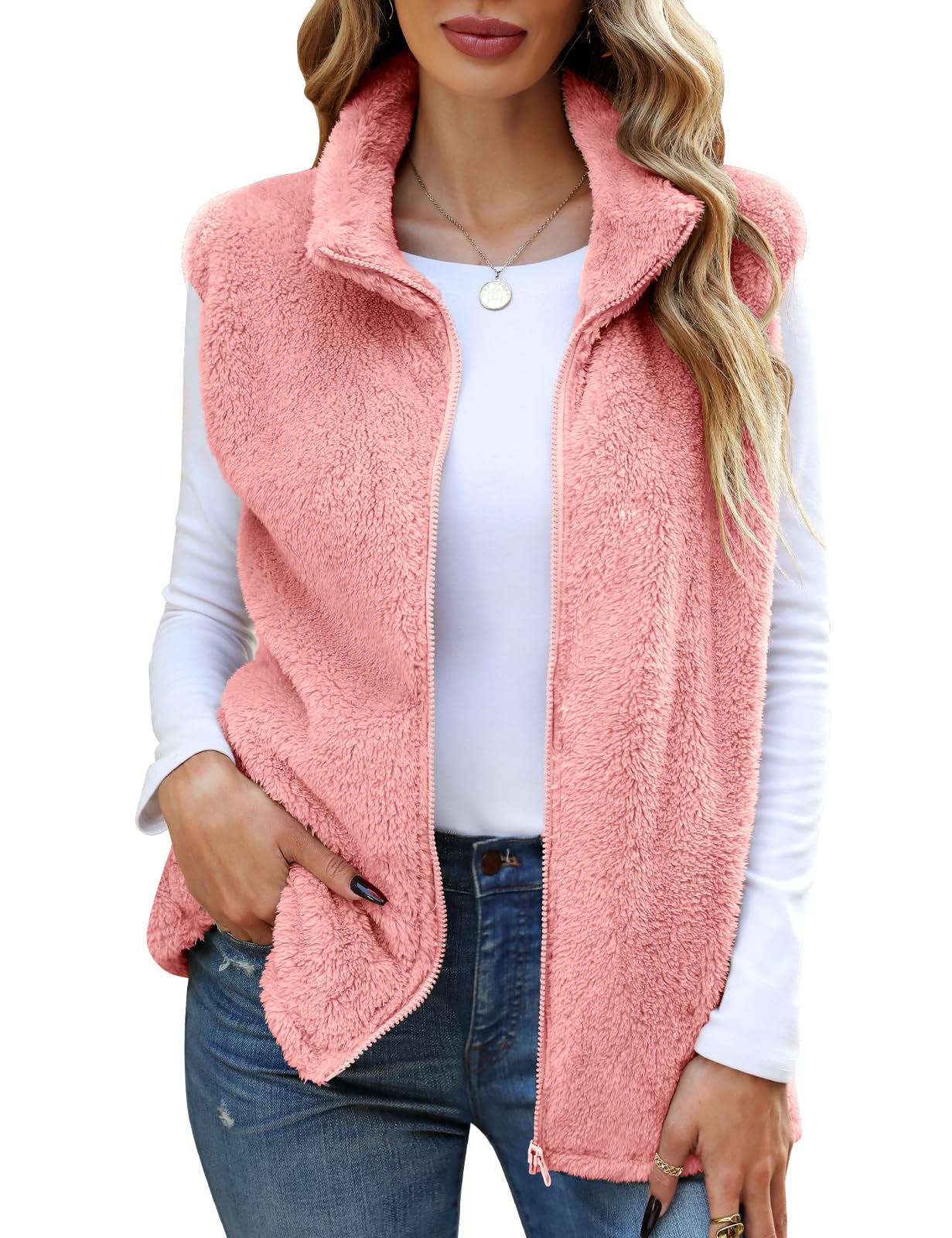 Dagmarine | Pluche mouwloos teddyvest voor dames - jas met Dagmarine | Pluche mouwloos teddyvest voor dames - jas met