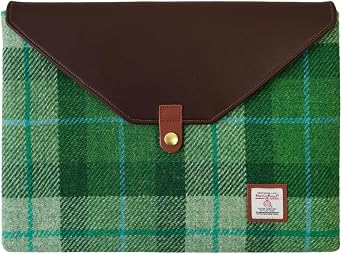 Harris Tweed Laptop Sleeve for MacBook Air M4 M3 M2 M1 13 Inch and Pro M1 A2338 Wool and Microfiber Leather Case with Snap Button Flap