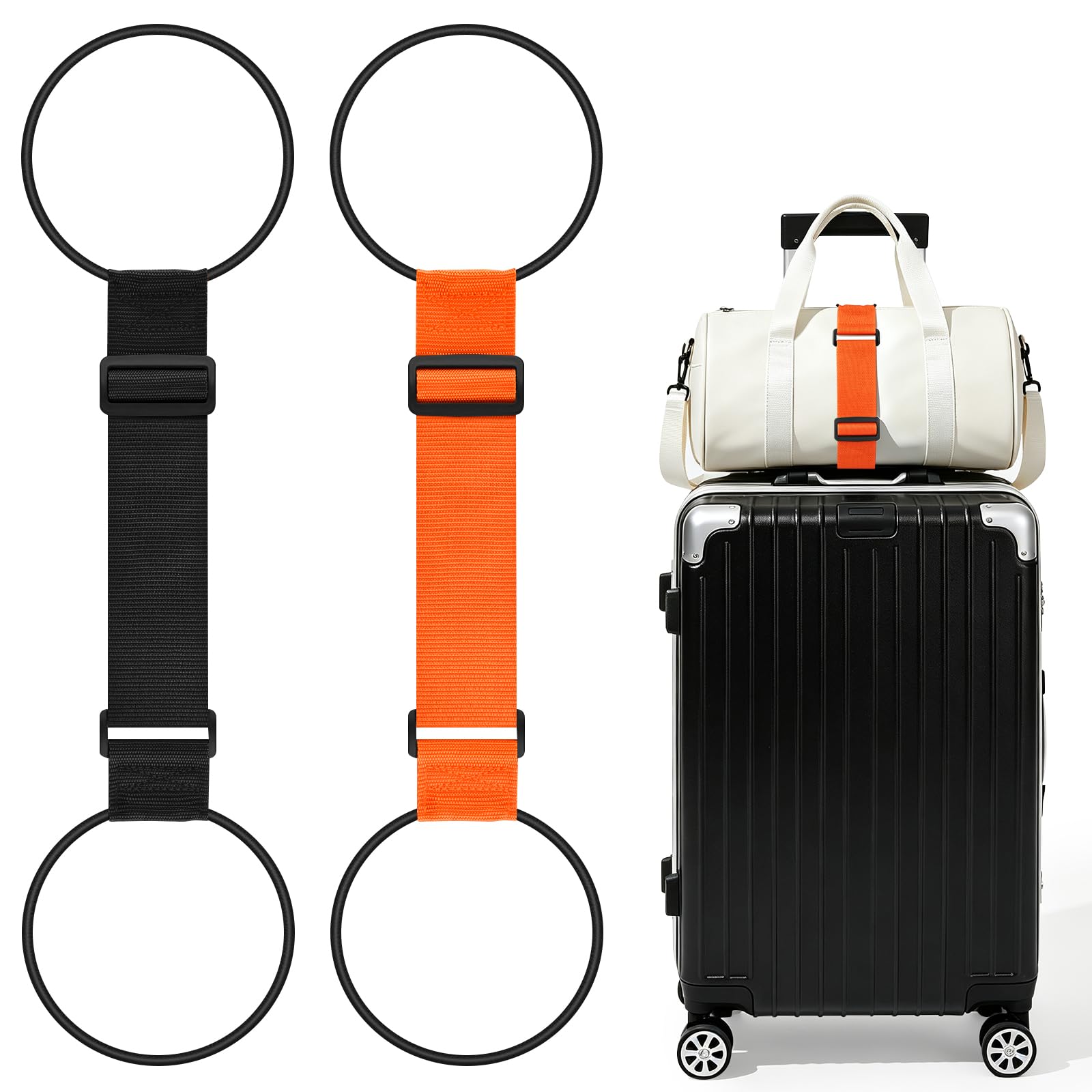 2 Pack Luggage Connector Straps for Suitcases, Adjustable Elastic Fastening Bag Strap, Multi Use Strong Ties for Travel Luggage Organizer – Flexible 10.2 to 15.7 Inch Bundle Cord-image-24